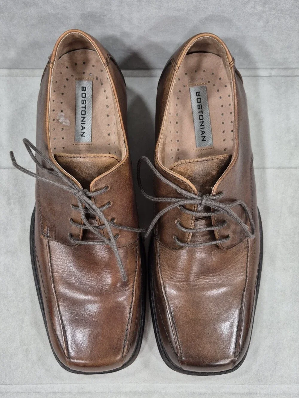 Bostonian Oxford Derby dress shoes men's 9M brown leather square toe